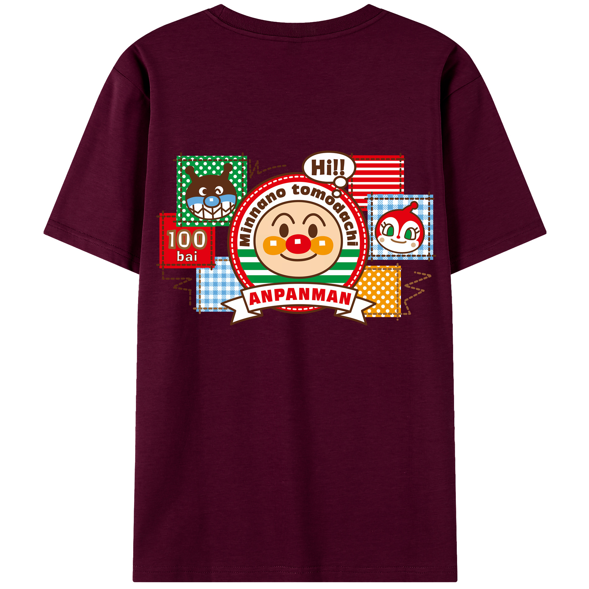 （画像用） アンパンマン Anpanman レディース半袖Tシャツ(バックプリント)